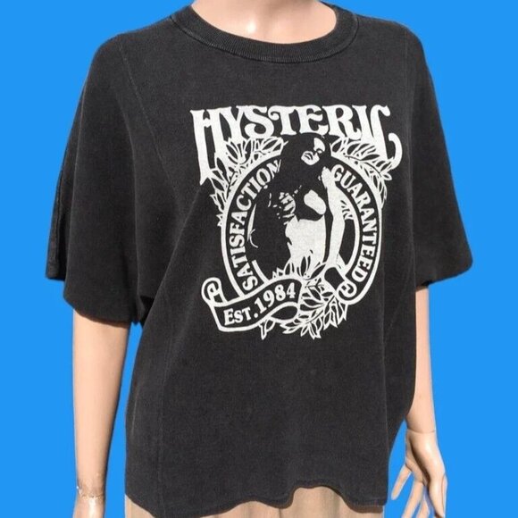 HYSTERIC GLAMOUR Short Bat Sleeve Cotton Logo Graphic Tee Shirt Black Size M L - Picture 1 of 12